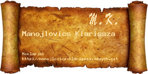 Manojlovics Klarissza névjegykártya